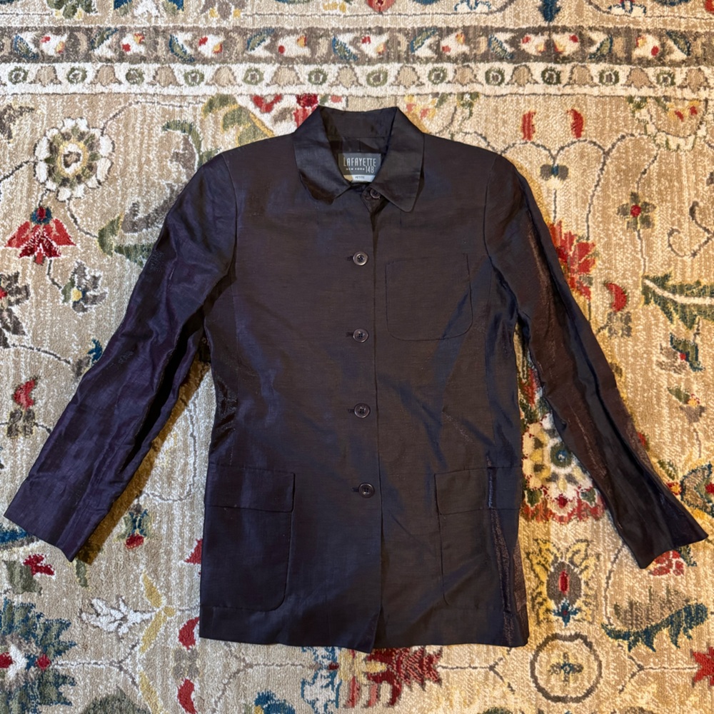 Vintage Lafayette 148 Linen Blend Petite 2 Iridescent Blazer